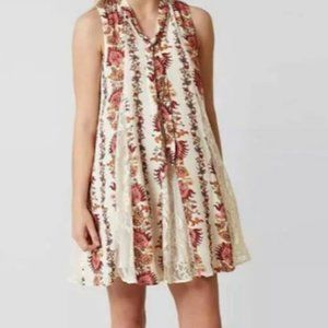 Coco + Jaimeson HIGH NECK DRESS ALMOND WITH FLORAL PRINT SZ L